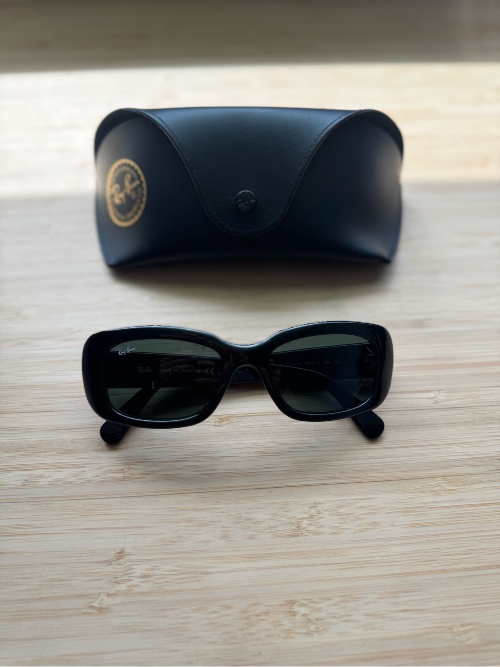 Ray-Ban Women's Black Rectangular Sunglasses with Case
